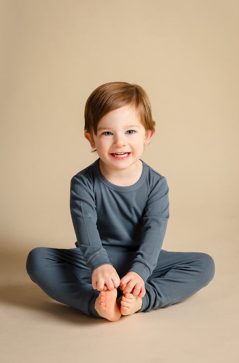 cadet-blue-ribbed-long-sleeve-pjs Big Dreams Little Jammie Session Sophia's Style-2